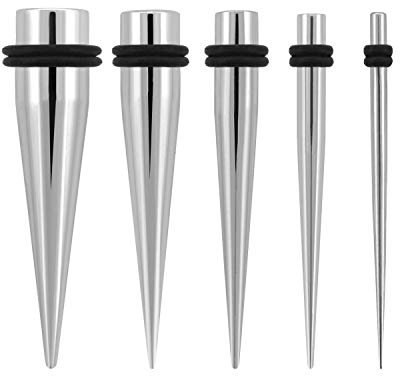 PiercingDoc Dehnstab für Tunnel 2er Set Chirurgenstahl Taper Silber 2,5mm
