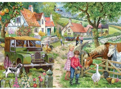 The House of Puzzles - Orchard Farm Jigsaw - 1000 Piece Jigsaws For Adults, Artist Illustrated, Scenic Landscape, Deluxe Puzzle Gifts