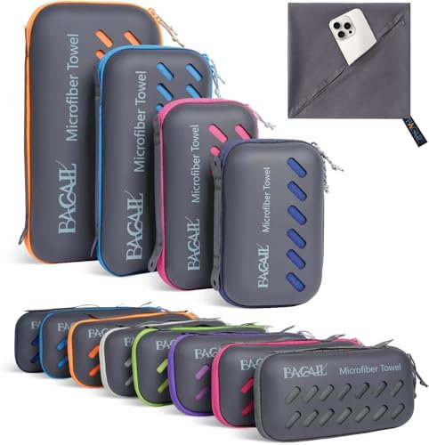 BAGAIL Microfibre Travel Towel, Perfect for Camping, Swimming and Beach - Quick Dry, Super Absorbent, Ultra Compact - Great for Sports, Gym, Yoga and Backpacking, Dark Grey, 120x60cm