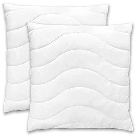 Bodyprotect 2er Set Kopfkissen, 100% Baumwolle, 80 x 80 cm, Steppkissen, Kissen, atmungsaktiv, Made in EU, Ökotex 100, Höhenverstellbar, 60 Grad waschbar, weiß