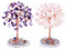 JSDDE Mini-Kristallbaum-Heilkristall, Trommelstein, Baum des Lebens, Feng Shui, Baum-Edelsteine, Achat, baum-Figuren, Ornament (Amethyst+Rosenquarz)