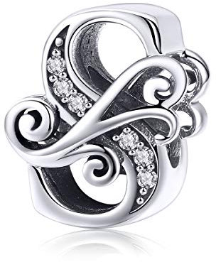 TIZU Buchstaben S Charms 925 Sterling Silber Damen&Mädchen Alphabet Charm Anhänger für Europäische Armbänder