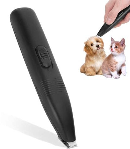 Schermaschine Katzen Pfoten, 5,9x1,1 Zoll 3W 3V Ein-Tasten-Schalter Geräuscharm Hundehaartrimmer Hund Pfote Trimmer kabelloser Katzen Kleiner Hunderasierer Fellpflege für Pfoten Ohren Gesicht Augen