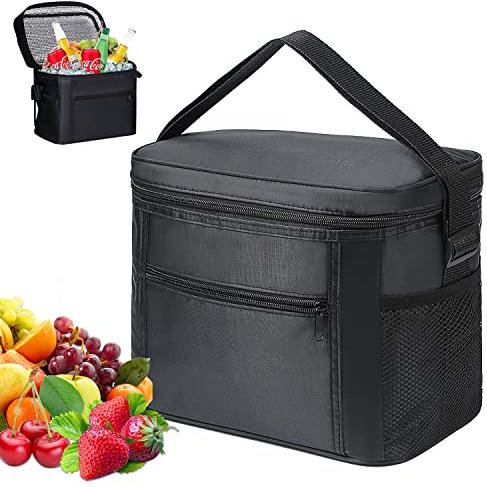 Kühltasche Picknicktasche Faltbar Klein Thermotasche 10l Isoliertasche Lunch Kühlbox Picknick Für Outdoor Picknick Camping Grillfeste Schwarz