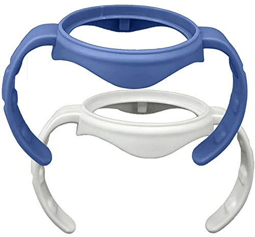 Baby Feeding Bottle Handle Grip Compatible for Dr. Brown's Anti-Colic Options+ Wide Neck Baby Bottles, 2 Count, Blue & White
