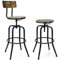 LIFEZEAL Lot 2 Chaises de Bar Pivotantes, Siège Réglable en Hauteur 69-76 cm, Tabouret Bar Industriel avec Repose-Pieds, Construction Bois & Fer