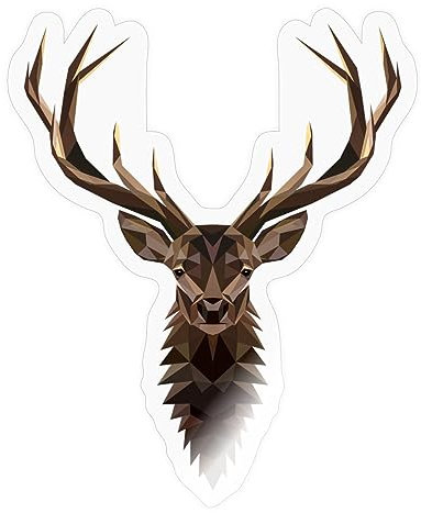 Spreadshirt Hirsch Polygon Kunst Hirschgeweih Low Poly Sticker, max. 10 x 10 cm, 10 x 10 cm, Transparent glänzend