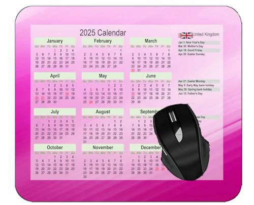 Gaming Mouse Pad 2025 Year Calendar with Holidays,Lines Spots Light Mouse Mat for Office Computers Laptop Men Women