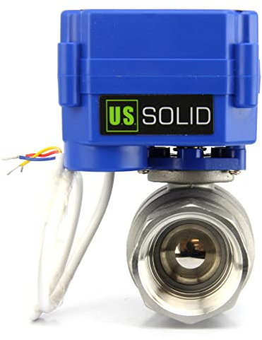 U.S. Solid Motorisierter Kugelhahn - G1 Edelstahl-Elektrischer Kugelhahn, Vollport, 9-24V AC/DC und 3-Draht-1-Wege-Positive-Break-Setup