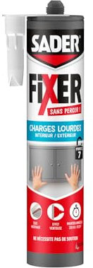 SADER FIXER Sans Percer Charges Lourdes - Mastic Colle pour Tous Matériaux, Maintien Immédiat Ultra Puissant, Usage Intérieur/Extérieur, Cartouche 460g