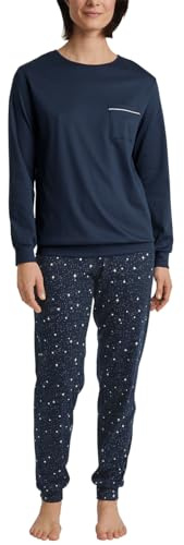CALIDA Sweet Dreams Bündchen-Pyjama Damen | Schlafanzug aus 100% Baumwolle, Hose mit stoffbezogenem Gummibund