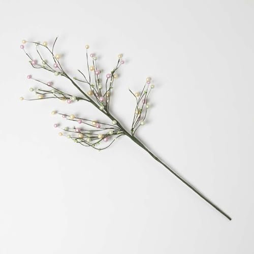Homescapes Großer Dekozweig Frühling mit Pastell-Perlen 72cm, Bunte Osterdeko Perlenzweig