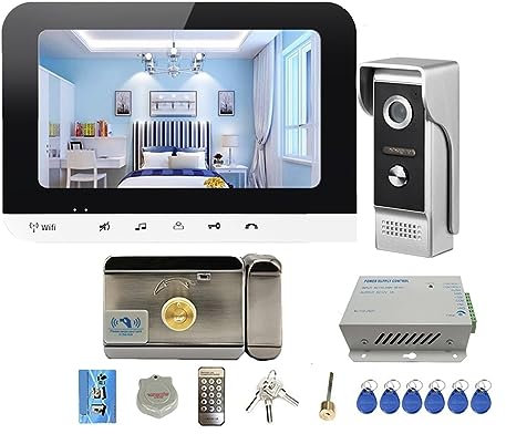 nmbhus 7 Inch WiFi Video Intercom With Electric Lock Wireless Video Door Phone For Home Security Motion Detection Doorbell(Size:Set 2 Add 32G TF Card)