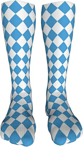 Lsjuee Oberschenkel Hohe Socken Bayerische Oktoberfest Flagge Overknee Kompressionsstrümpfe Lange Kniestrümpfe für Damen Herren Weihnachten Halloween