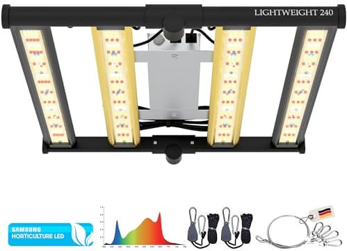 THE GROW 240 Watt Vollspektrum LED (mit UV- und Infrarotlicht) mit 780 Dioden, leistungsstarke Pflanzenlampe, Dimmbar, Daisy-Chain Funktion, optimal für Growzelt / 2,9 umol/J