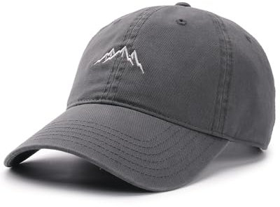 FURTALK Baseball Caps Mens Mountain Embroidery Dad Hat Unstructured Soft Vintage Washed Cotton Outdoor Baseball Cap, Grey, M