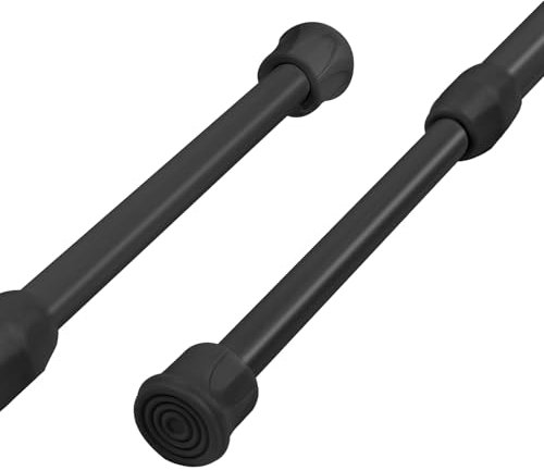 HOTUT Teleskopstange, 2 Stück Klein Ausziehbare Klemmstange, Klemmstange ohne Bohren, verstellbare kleine Spannstange für Duschvorhangstange,Kleiderstange,Schränke,Bücherregal(30-50cm/Schwarz)