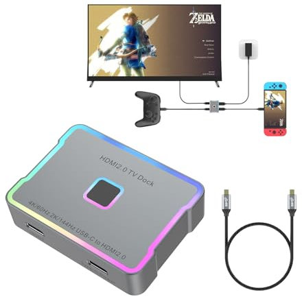 For Nintendo Switch TV Dock/USB-C to HDMI Adapter 4K@60Hz 2K@144Hz 1080P@120Hz/Metal RGB Dock/for Switch OLED/Steam Deck/Laptop