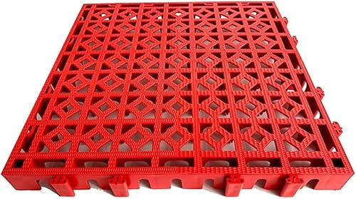 Tappetino drenante in plastica ad incastro, per garage e cantine, piastrelle a rete annidabili, per parcheggi, pallet di trasporto durevoli (Rosso)