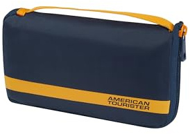American Tourister - Kofferschutzhülle M, Faltbare Kofferhülle, Reisekoffer Schutz, 62 x 45 x 30 cm, Blau/Orange