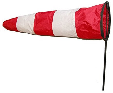 Wolkenstürmer Westwind Windsack, rot/weiß 75 cm, maritimes Dekorationsobjekt und Windspiel für Garten und Balkon, inkl. Glasfaserstab