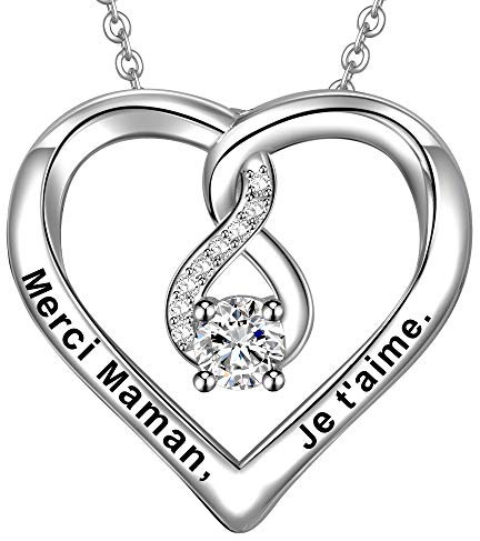 LOVORDS Damen-Halskette mit Gravur aus Silber 925/1000 Anhänger Herz und Unendlichkeit Geschenk für Mama