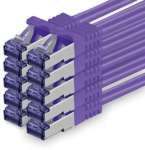 1aTTack.de Câble Réseau CAT7 CAT 7 10 Gigabit - 10x 1,5m - RJ45 Ethernet LAN DSL Routeur Modem - Violet