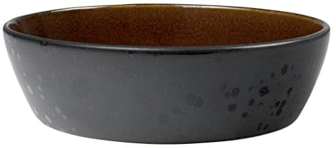 BITZ Suppenschale, Suppenschüssel aus Steingut, 18 cm im Durchmesser, schwarz/bernsteinfarben