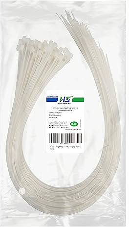 HS Extra Long Heavy Duty Zip Tie Straps (50 Pack) Thick 0.35 Inch Plastic Duct Zip Ties Heavy Duty 200 Pounds Clear,White Large Zip Ties 36 Inch for HVAC,Travel,Packaging,Vessel