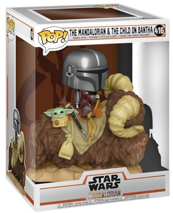 Funko Pop! Deluxe: Star Wars: The Mandalorian - Mando On Bantha mit Grogu (The Child, Baby Yoda) - Vinyl-Sammelfigur - Geschenkidee - Offizielle Handelswaren - Spielzeug Für Kinder und Erwachsene