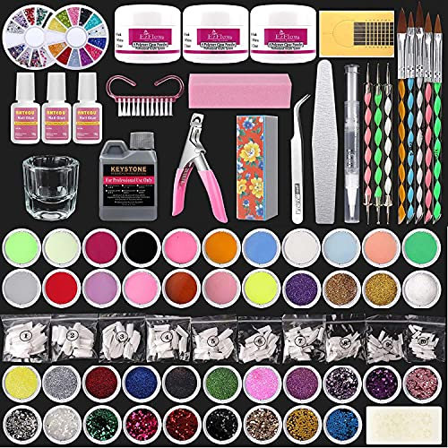 Reppkyh Acrylic nail set, 42 boxes of glitter and acrylic liquid monomers, nail tool set for nail decoration.