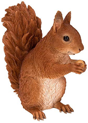 Real Life Sitzendes rotes Eichhörnchen, Kunstharz, Dekoration für Haus oder Garten, XRL-RS05-B