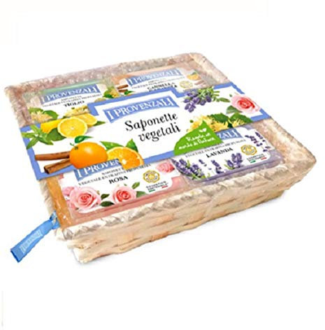 I Provenzali 5 x 100g Bio-Seifen im Geschenkkorb