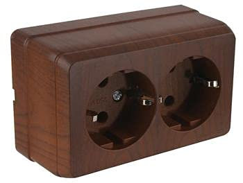Mutlusan Aufputz Steckdose 2fach Walnussfarben IP20