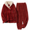 YIJOY Pigiama in Pile Corallo Donna Autunno E Inverno Pigiama in Flanella Pigiama Set Ispessimento Lounge Sleepwear Sets Sleepwear,Red,M