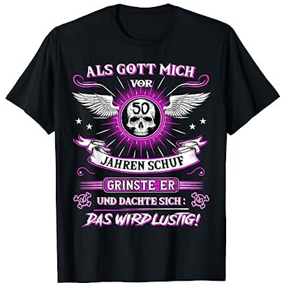 Als Gott mich vor 50 Jahren schuf grinste er 50. Geburtstag T-Shirt