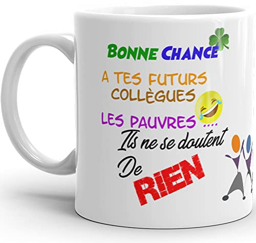 Mug humour collegue bonne chance tasse drole haute qualité idée cadeau céramique départ retraite changement travail homme femme collegue ami bureau mutation licenciement 325ml