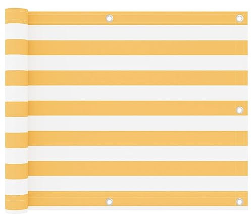 vidaXL Balkon Sichtschutz Bespannung Terrasse Windschutz Sonnenschutz Balkonbespannung Balkonverkleidung Weiß Gelb 75x300cm Oxford-Gewebe