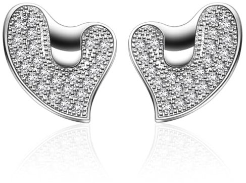 B.Catcher Damen-Schmuck-Geschenkset, 925er-Sterlingsilber, Anhänger-Ohrringe, volles Herz für Sie