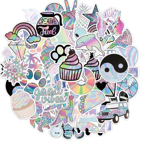 COLOFALLA 50pcs Aufkleber Glitzer Vintage Ästhetische Aufkleber für Wasserflaschen Gitarre Koffer Skateboard Scrapbooking Laptops Anime Sticker für Mädchen