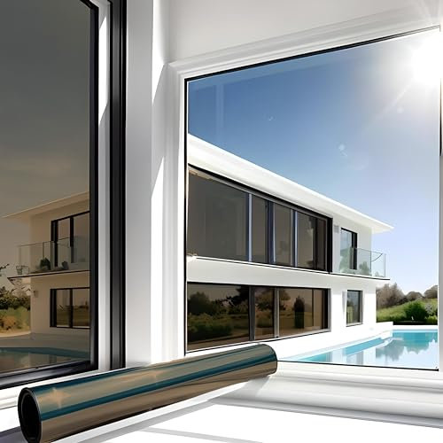MARAPON® Film miroir de fenêtre, brise-vue, opaque, 60 x 200 cm, protection solaire, ne laisse pas de résidus, pour extérieur, fenêtre de toit