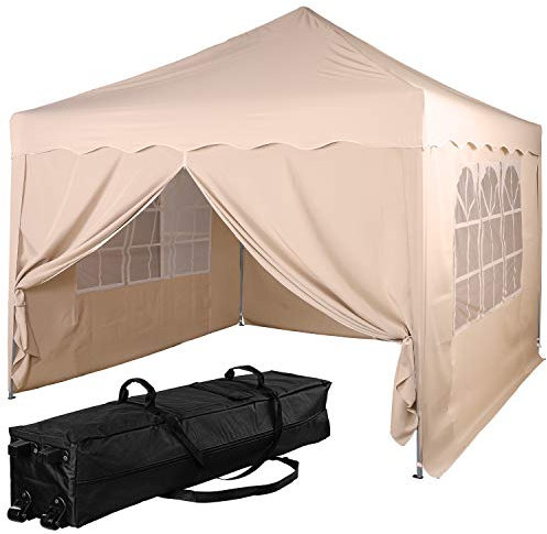 INSTENT Pavillon 3 x 3 m Basic wasserdicht UV Schutz 50+, 4 Seitenteile, Farbwahl, Beige