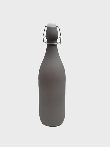 KWARE Vintage Style Glass Bottles 1 Litre Swing Top Bottles - Ideal for Domestic or Commercial Use - Fill with Water, Wine, Liquor, Oil, Beer, Schnapps or Cordials (Swing top Grey Shimmer)