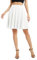 Damen Elegante Elastische Taille Ausgestellte A-Linie Midi Rock Basic Uniform Plissee Skater Röcke(XL, Weiß)