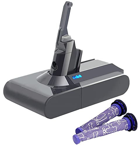 Upgraded 6.0Ah V8 Battery Replacement for Dyson V8 Animal/Absolute/Motorhead/Fluffy/SV10 Handheld Cordless Vacuum Cleaner Li-ion Battery【Bonus 2PKS Filters】