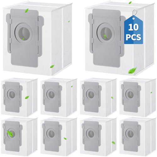 FERRGIA 10er Pack Staubsaugerbeutel für iRobot Roomba Clean Base i7 i7+ i3 i3+ i4 i4+ i6 i6+ j7 j7+ S9 S9+ E5 E6 E7-Ersatz Staubbeutel Bags Geeignet für iRobot Roomba,Effiziente Partikelfiltration
