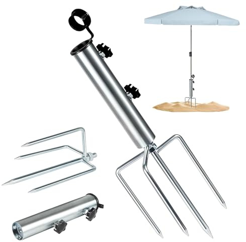 Spetsbst Soporte para sombrilla, soporte para sombrilla, anclaje de suelo extraíble ajustable, mandril de césped para sombrilla/sombrilla de pesca/sombrilla de jardín