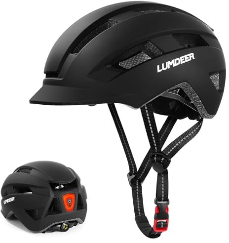 LUMDEER Fahrradhelm Erwachsene mit Schild, Helm Fahrrad mit licht für Damen und Herren, Cityhelm Mountainbike Helm Fahrradhelm mit Rücklicht für Urban Scooter MTB Pendler