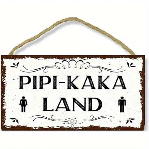 PIPI - KAKA LAND Schild. WC Dekoration, Toilette Dekoration, Hängeschild, hängende Dekoration an der Tür, Wanddekoration, Geschenk, Holzschild, natürliche Dekoration Neu