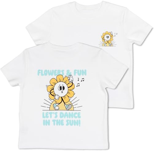 TupTam T- Shirt Bedruckt Retro Rückenprint, Farbe: Flowers & Fun, Größe: 98-104